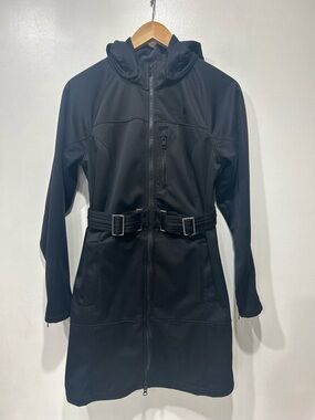 The North Face Softshell Jacket Black Removable Hood Adjustable Belt Size S/P